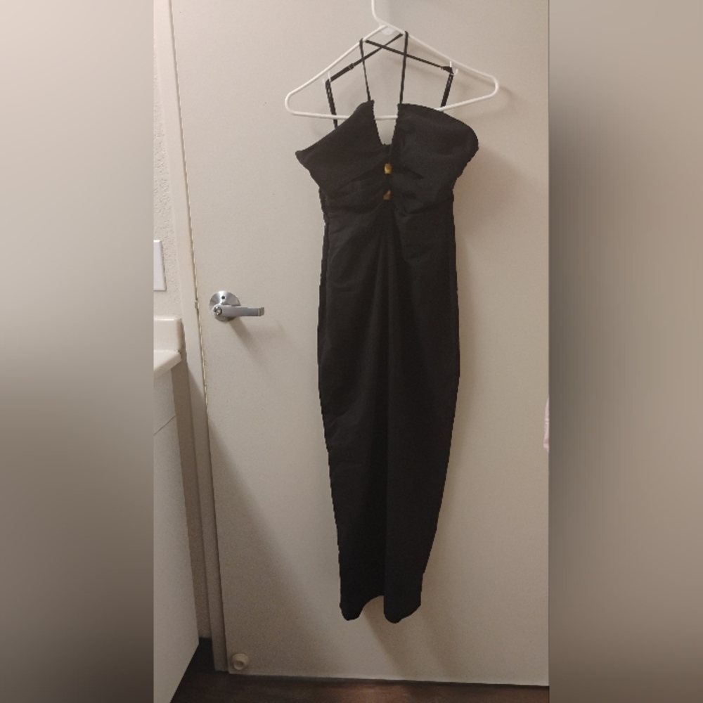 Zara V Neck Halter Cutout Midi Dress Sz M
